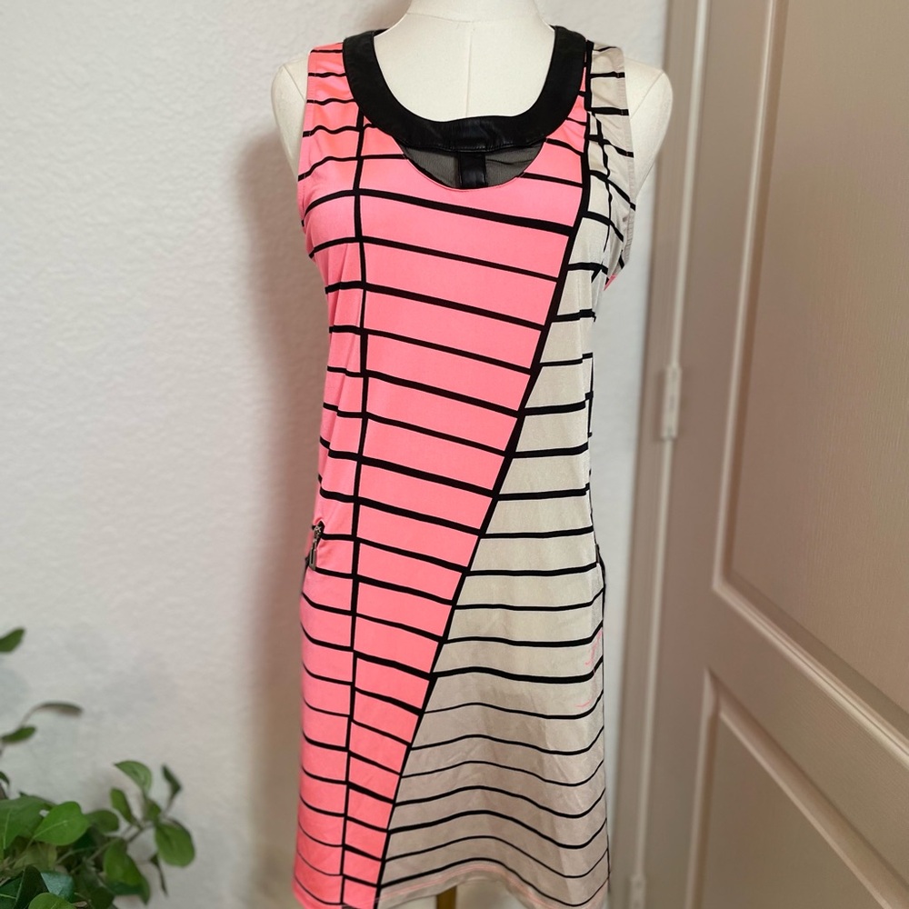 Jamie Sadock Colorblock Striped Sleeveless Golf Dress